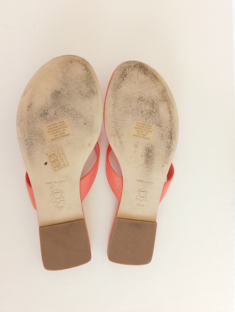 Tory Burch Classic Flip Flops Coral Size 7.5 - Picture 7 of 7